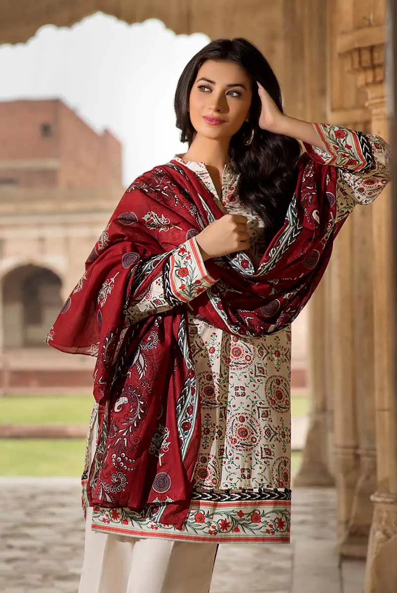 Gul Ahmed TCN 44 A SD 2 Gul Ahmed Unstitched Cambric Printed Shirt & Dupatta TCN-44 A - Image 1