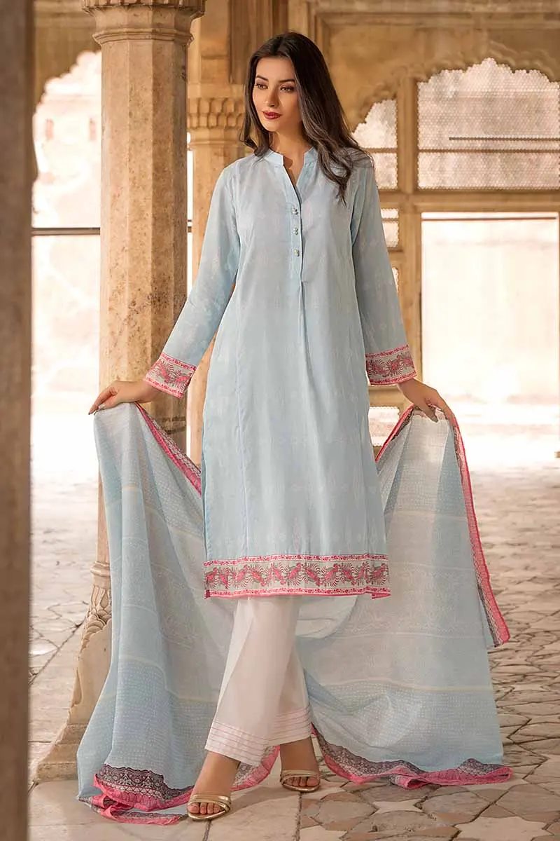 Gul Ahmed TCN 48 A SD 1 Gul Ahmed Unstitched Cambric Printed Shirt & Dupatta TCN-48 A - Image 1