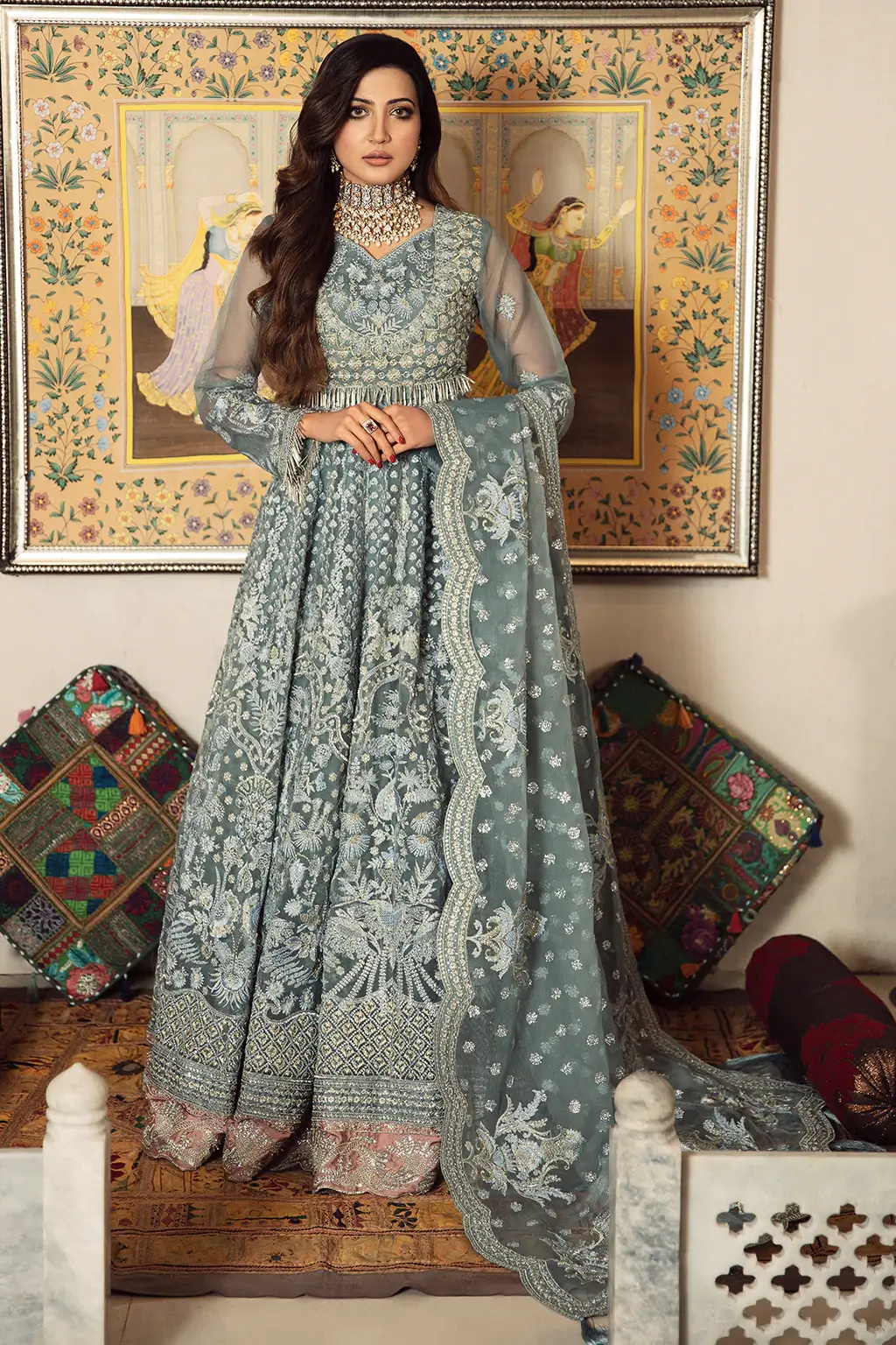 giesel grey Gisele Sajni Wedding Collection Unstitched 3pc Suit D-03 RANI JEE - Image 1