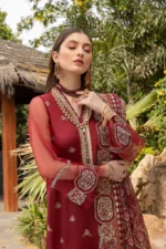 Charizma 3Pc Organza Embroidered Luxury Collection DD-03 - Image 4