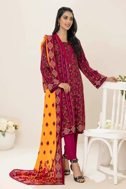 Gul Ahmed 3PC Unstitched Digital Printed Linen Suit LT-22036 B