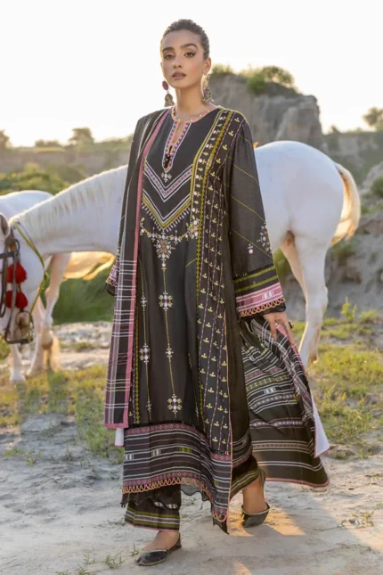 Gul Ahmed 3PC Twill Linen Unstitched Embroidered Suit LT-22003