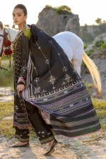 Gul Ahmed 3PC Twill Linen Unstitched Embroidered Suit LT-22003 - Image 5