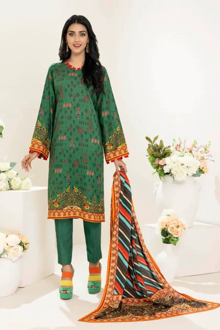 Gul Ahmed 3PC Linen Unstitched Printed Suit LT-22037 B