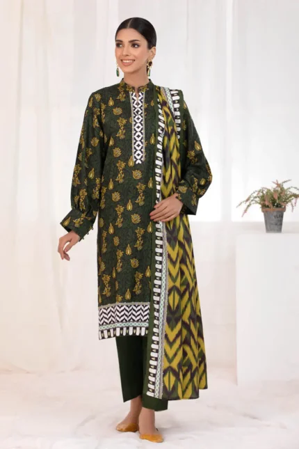 Gul Ahmed 3PC Linen Unstitched Printed Suit LT-22040 B
