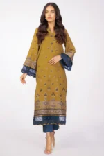 AlKaram 1Pc Jacquard Shirt MS 45.1 Olive Green - Image 3