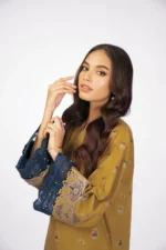 AlKaram 1Pc Jacquard Shirt MS-45.1-22-Olive-Green