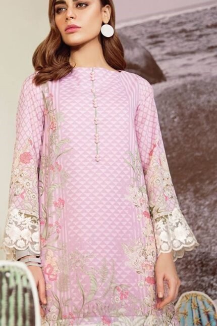 AlKaram 1Pc Cambric Embroidered Shirt MS 37 Pink