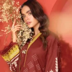 Alkaram 2Pc Printed Cambric Suit With Cotton Net Dupatta MS 14 Maroon