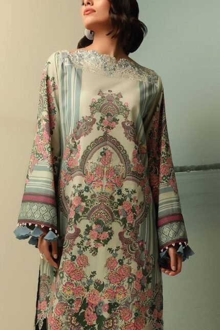 AlKaram 1Pc Cambric Embroidered Shirt MS 43 Cream