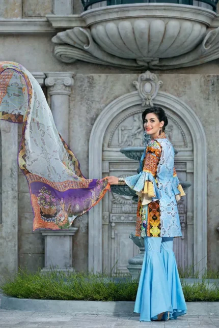 Gul Ahmed Unstitched 3PC Printed Cambric Shirt & Chiffon Dupatta BM-72