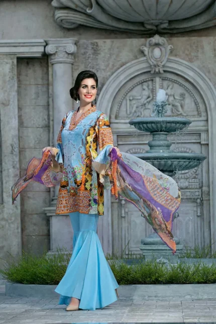 Gul Ahmed Unstitched 3PC Printed Cambric Shirt & Chiffon Dupatta BM-72