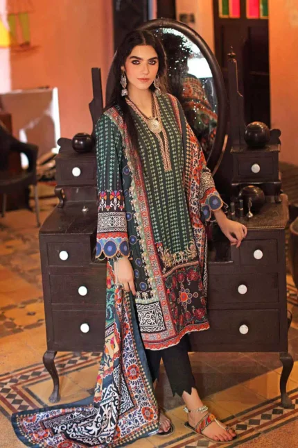 Gul Ahmed 3PC Unstitched Linen Dupatta Khaddar Printed Suit PVS-12001 A