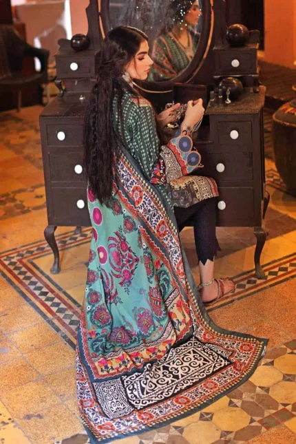 Gul Ahmed 3PC Unstitched Linen Dupatta Khaddar Printed Suit PVS-12001 A