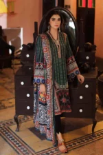 Gul Ahmed 3PC Unstitched Linen Dupatta Khaddar Printed Suit PVS-12001 A