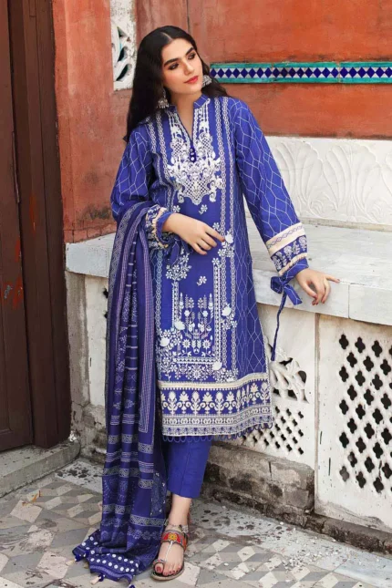 Gul Ahmed 3PC Unstitched Linen Dupatta Khaddar Printed Suit PVS-12003 B