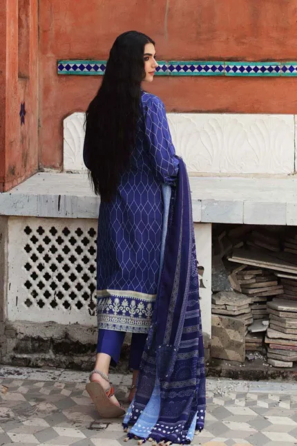Gul Ahmed 3PC Unstitched Linen Dupatta Khaddar Printed Suit PVS-12003 B