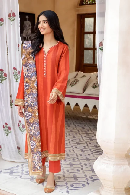 Gul Ahmed 3PC Unstitched Printed Khaddar Suit WR-22008