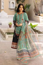 Gul Ahmed 3PC Printed Khaddar Unstitched Suit With Chiffon Dupatta WRF-22003