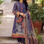 Gul Ahmed 3PC Printed Khaddar Unstitched Suit With Chiffon Dupatta WRF-22004