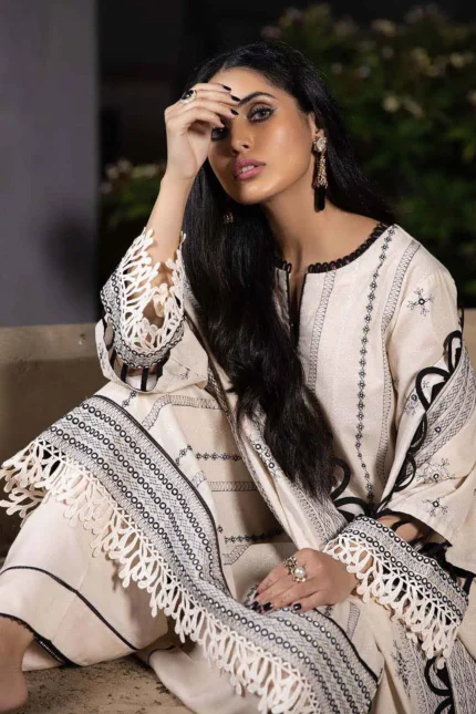 Gul Ahmed 3PC Unstitched Embroidered Karandi Shawl Suit AY-12015