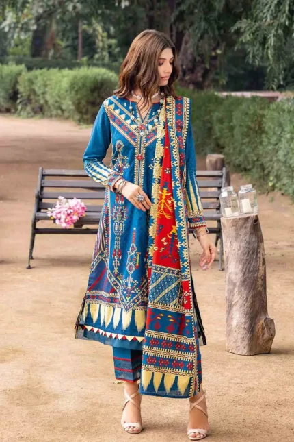 Gul Ahmed 3PC Khaddar Unstitched Printed Suit K-22039 B
