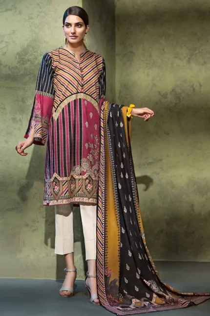 Gul Ahmed 3PC Khaddar Unstitched Printed Suit K-77