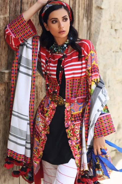 Gul Ahmed 3PC Digital Printed Khaddar Shirt with Digital Printed Trouser K-67