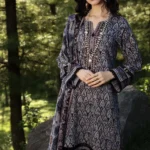Gul Ahmed 2PC Unstitched Embroidered Khaddar Suit with Gold Printed Khaddar Dupatta TK-12003