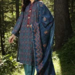 Gul Ahmed 2PC Unstitched Embroidered Khaddar Suit with Printed Khaddar Dupatta TK-12004