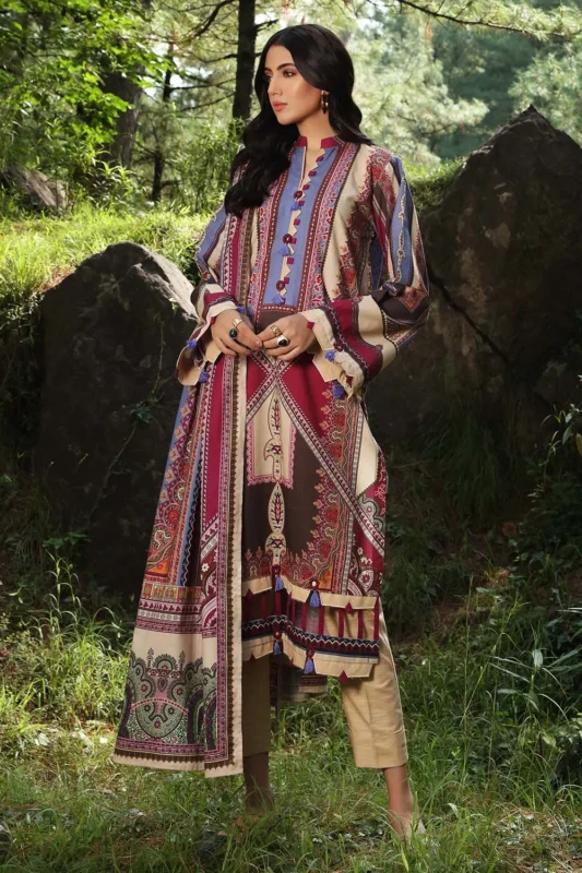Gul Ahmed 2PC Unstitched Digital Printed Khaddar Suit TK-12011 A