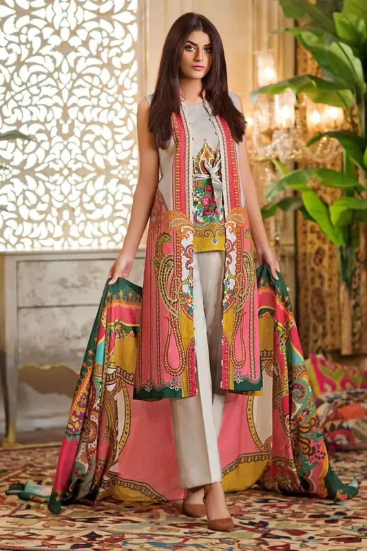 Gul Ahmed 2PC Unstitched Digital Printed Khaddar Suit TK-15