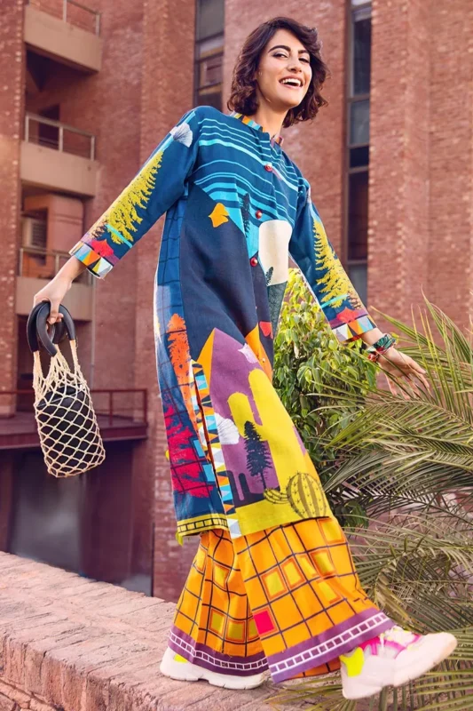 Gul Ahmed 2PC Unstitched Digital Printed Khaddar Suit TK-30
