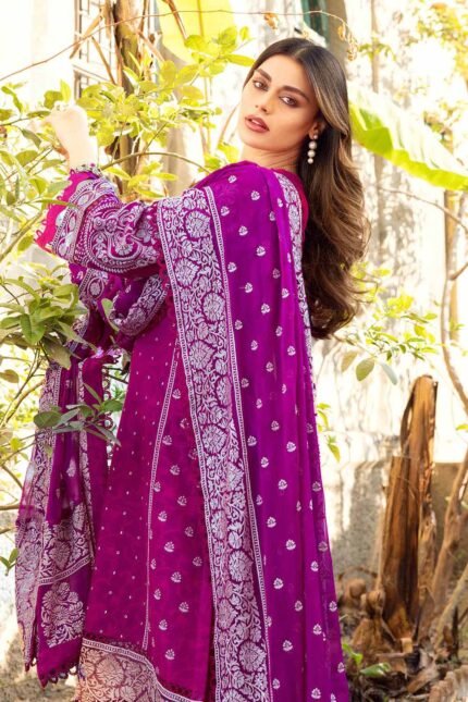 Gul Ahmed 3PC Unstitched Embroidered Jacquard Suit With Embroidered Chiffon Dupatta PM-32034