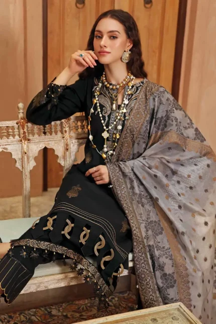 Gul Ahmed 3PC Unstitched Cotton Embroidered Suit with Jacquard Dupatta MJ-22070