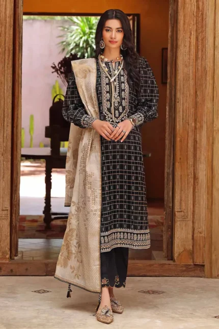 Gul Ahmed 3PC Unstitched Cotton Embroidered Suit with Jacquard Dupatta MJ-22071