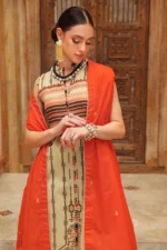 Gul Ahmed 3PC Unstitched Jacquard Embroidered Suit with Embroidered Denting Lawn Dupatta MJ-22072
