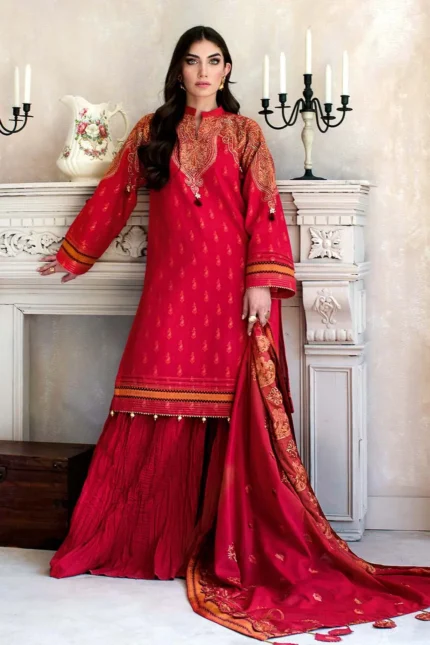 Gul Ahmed 3PC Unstitched Jacquard Embroidered Suit With Embroidered Jacquard Lace Dupatta MJ-57