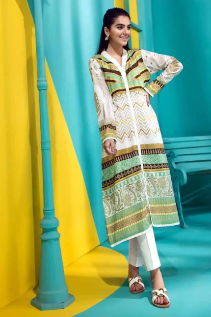 Gul Ahmed Unstitched 1PC Embroidered Cambric Shirt SCE-110 B
