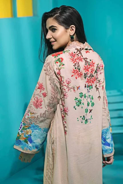 Gul Ahmed Unstitched 1PC Embroidered Cambric Shirt SCE-116
