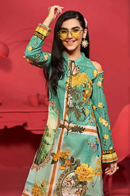 Gul Ahmed Unstitched 1PC Embroidered Cambric Shirt SCE-118