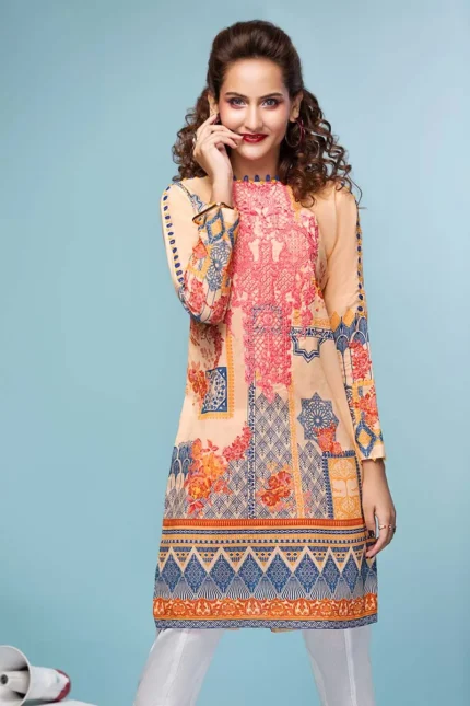 Gul Ahmed Unstitched 1PC Embroidered Cambric Shirt SCE-71