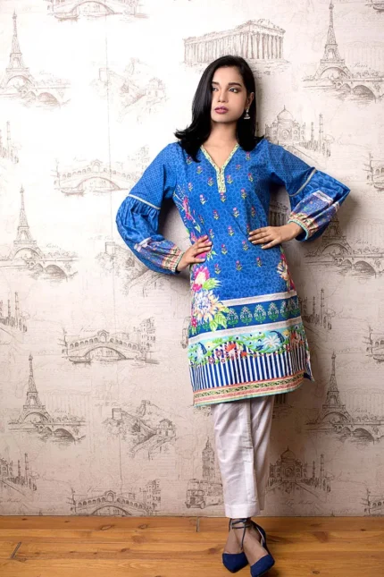 Gul Ahmed Unstitched 1PC Embroidered Cambric Shirt SCE-79