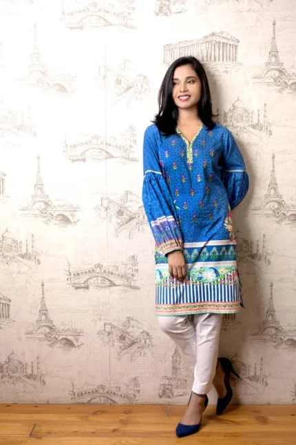 Gul Ahmed Unstitched 1PC Embroidered Cambric Shirt SCE-79