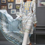 Gul Ahmed Unstitched 2PC Embroidered Cambric Shirt & Printed Dupatta TCE-36