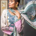 Gul Ahmed Unstitched 2PC Embroidered Cambric Shirt & Printed Dupatta TCE-40