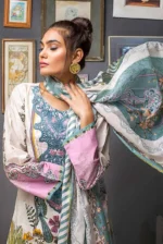 Gul Ahmed Unstitched 2PC Embroidered Cambric Shirt & Printed Dupatta TCE-40