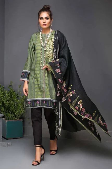 Gul Ahmed Unstitched 2PC Embroidered Cambric Shirt & Printed Dupatta TCE-41