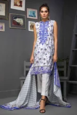 Gul Ahmed Unstitched 2PC Embroidered Cambric Shirt & Printed Dupatta TCE-42