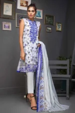 Gul Ahmed Unstitched 2PC Embroidered Cambric Shirt & Printed Dupatta TCE-42